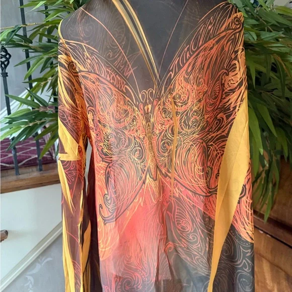 DANIEL BENJAMIN ladies sheer butterfly cover-up NWOT XL - Picture 9 of 12